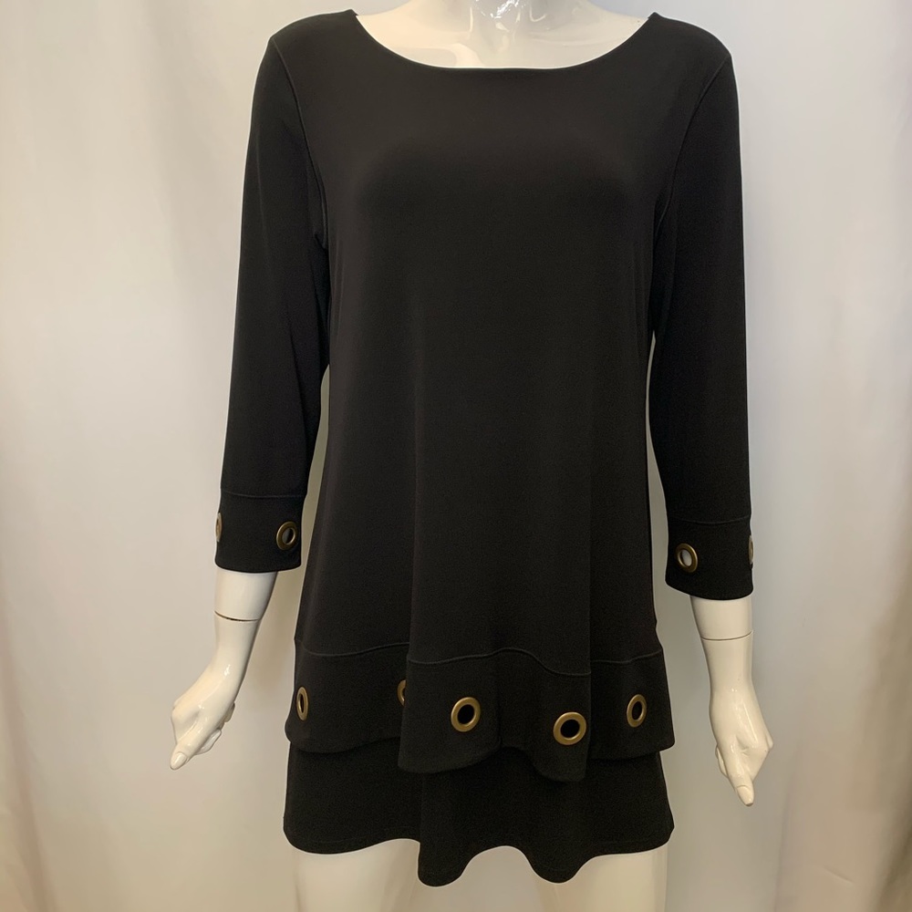EVA VARRO GROMMET LAYERED TUNIC BLACK /Gold